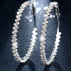 Christina Silver Crystal Hoop Earrings (5.2cm)